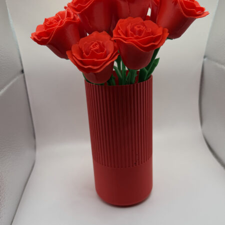 Red vases and red roses